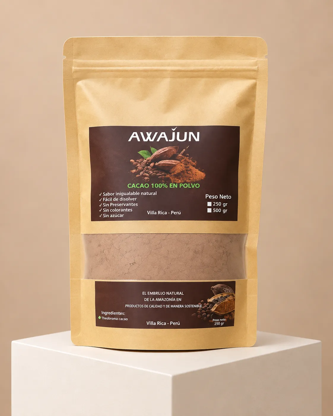 Cacao 100% en Polvo AWAJUN