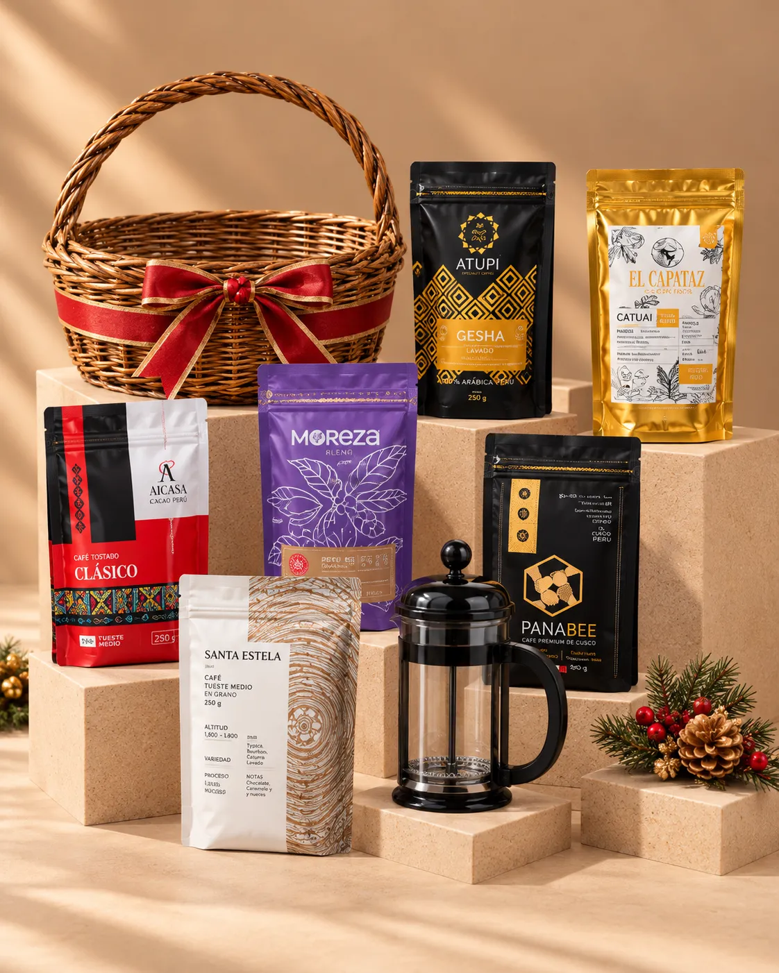 Canasta El Catador de café peruano para empresas BOXIA - productos incluidos